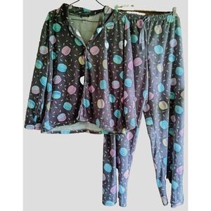Em and Alfie Womens Pajamas Set Size 3X Novelty Macaroon Cookie Fleece Cute